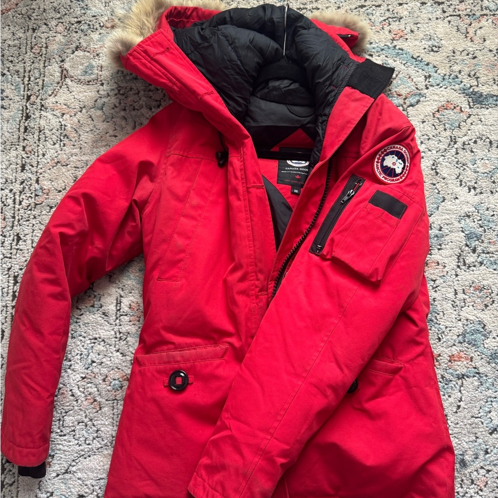 Canada Goose Red Parka with hood
